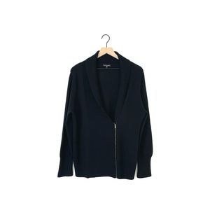 Eileen Fisher merino wool zip up sweater in black size L